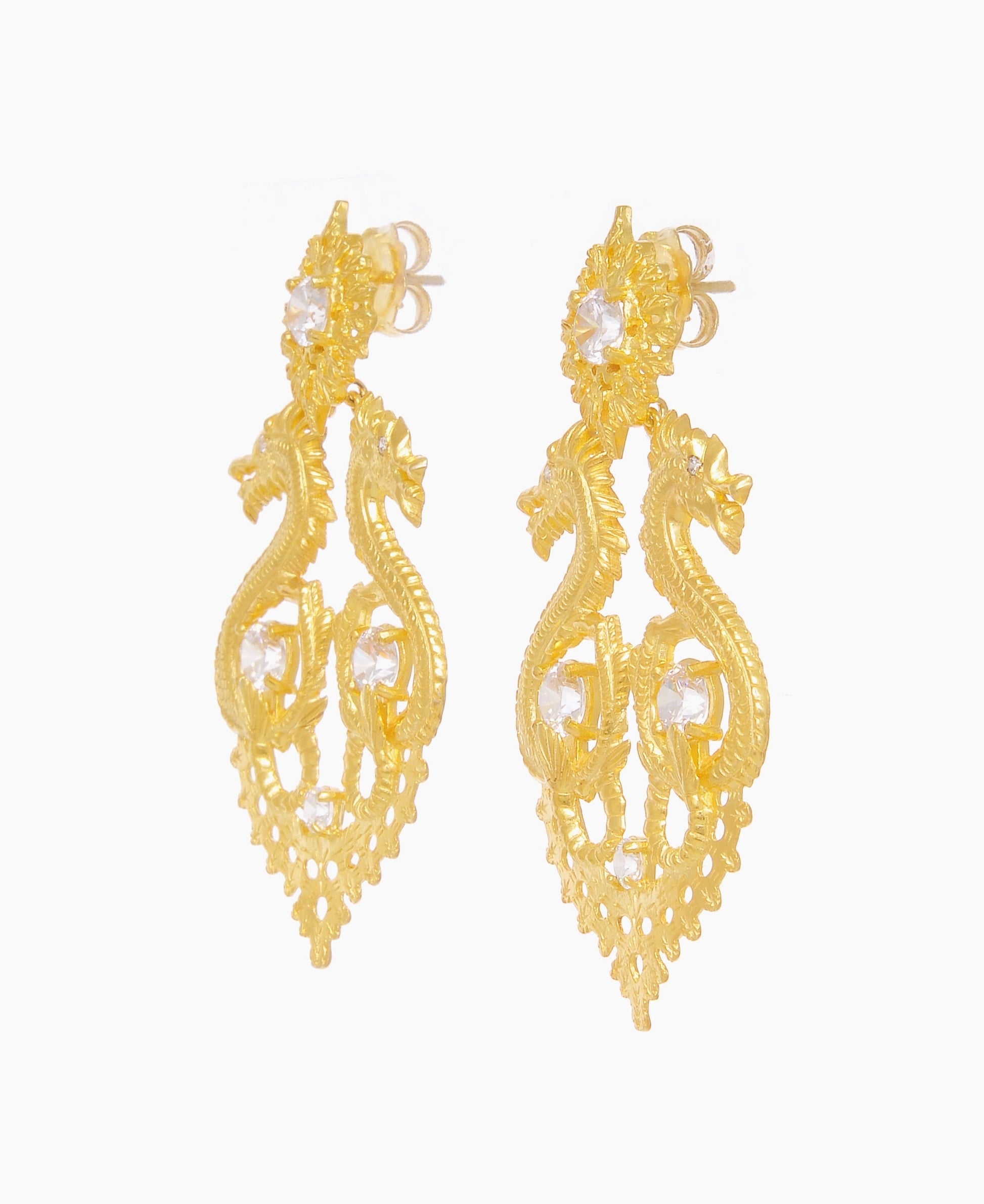 Earrings Queen Dragon XL in Gold Plated Silver