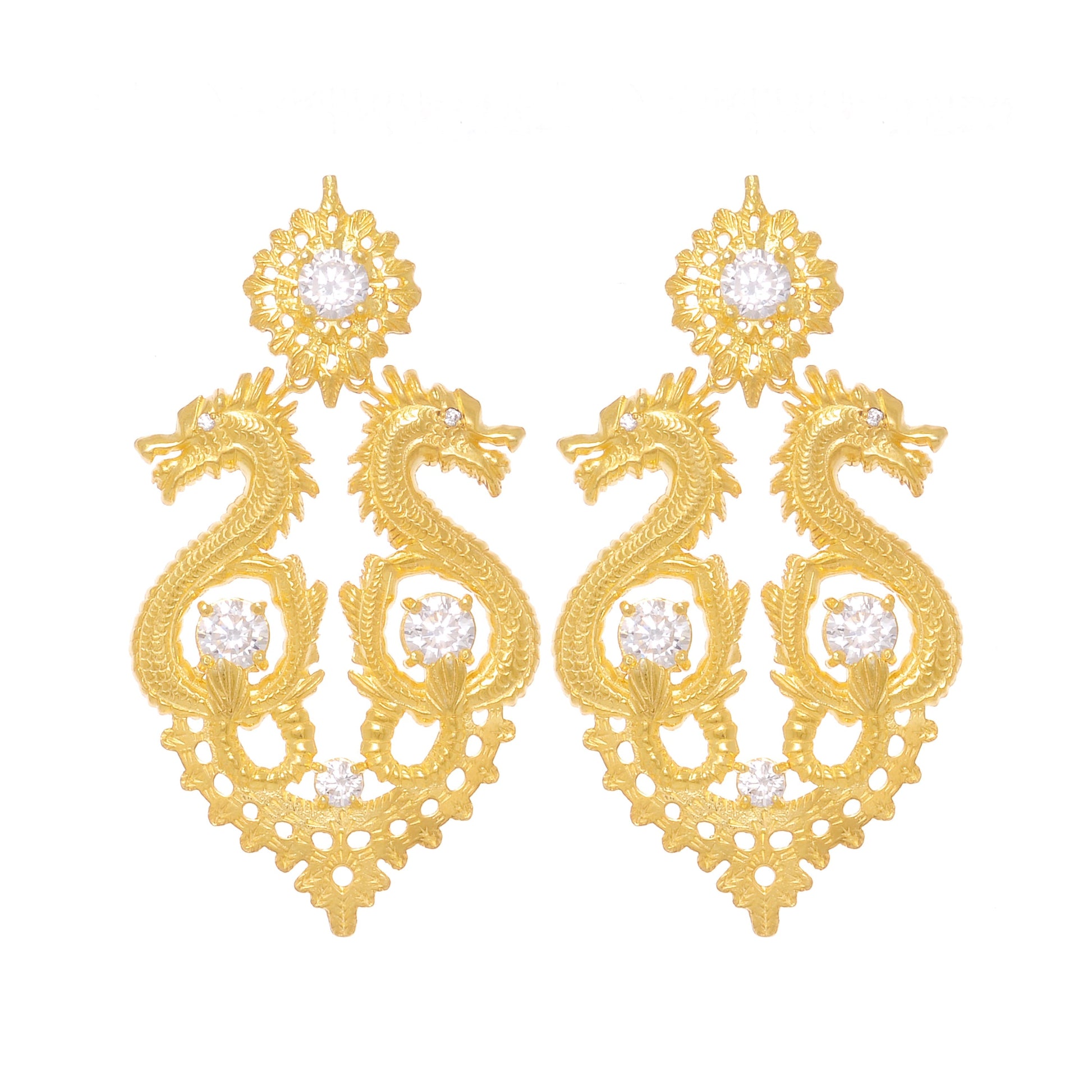 Earrings Queen Dragon XL in Gold Plated Silver