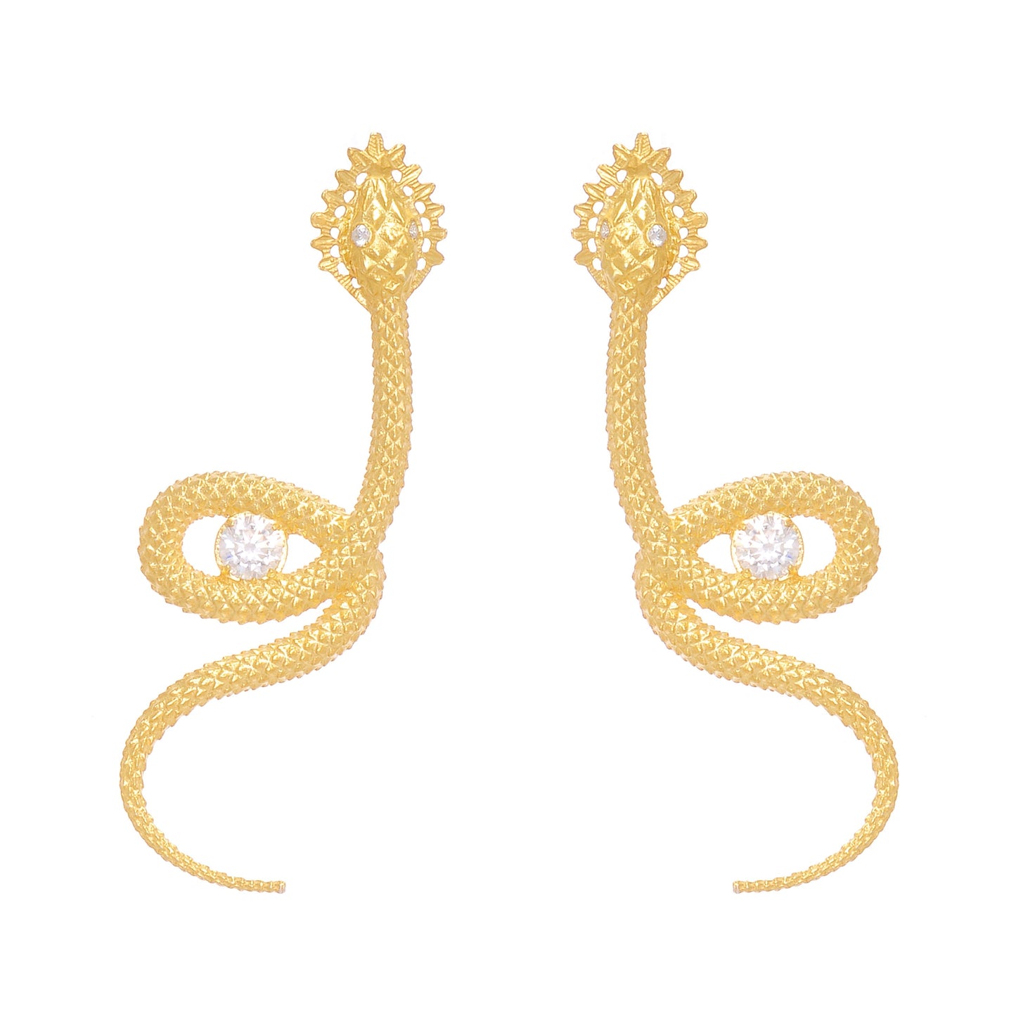 Earrings Snake Zirconia in Gold Plated Silver