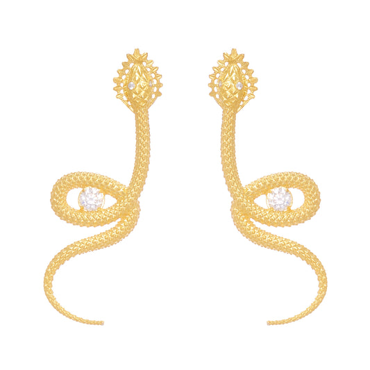 Earrings Snake Zirconia in Gold Plated Silver