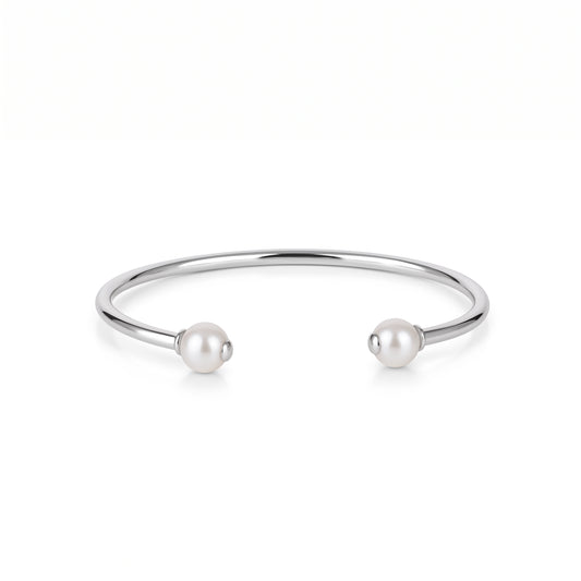 Bracelet Bangle in Silver with Pearls