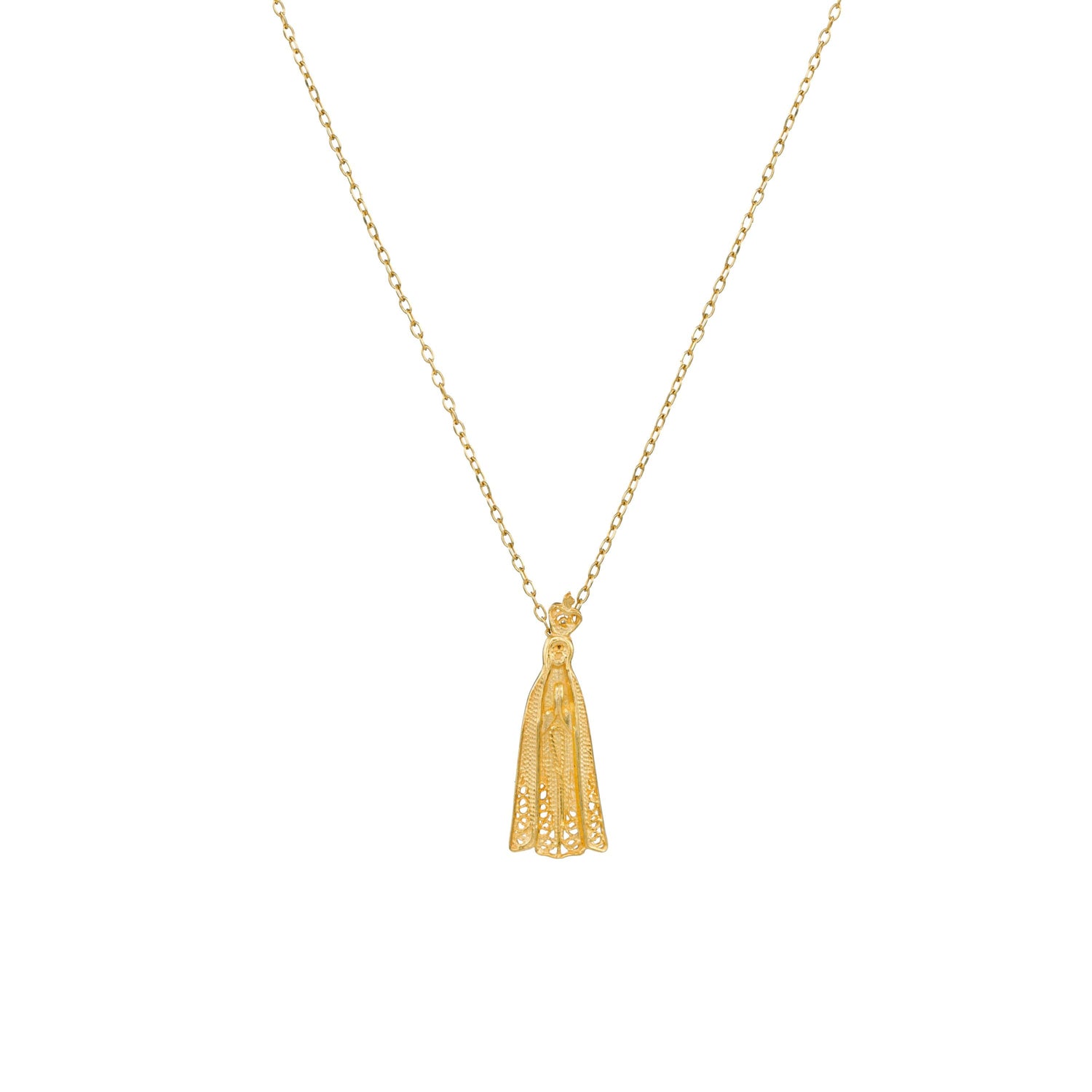 Necklace Our Lady of Fátima in 19.2Kt Gold - handcrafted Portuguese Gold