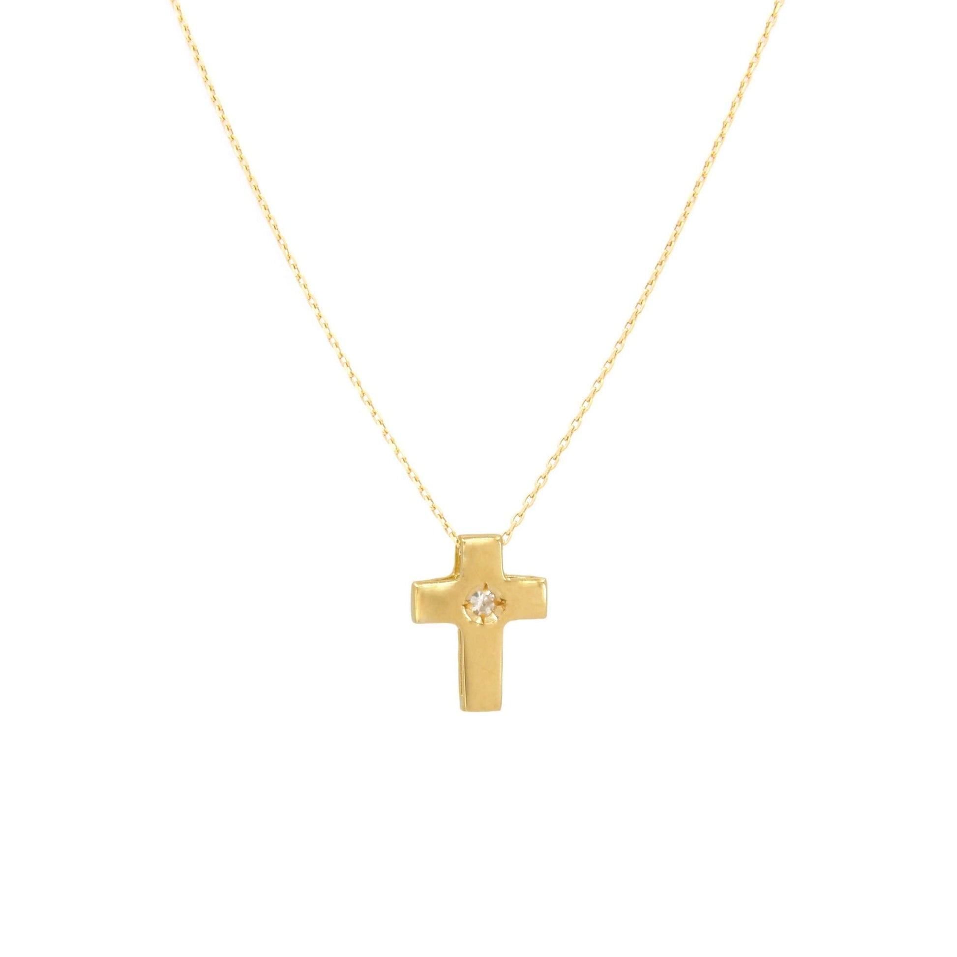 Necklace Cross with Diamond in 19,2Kt Gold