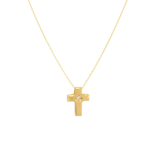 Necklace Cross with Diamond in 19,2Kt Gold