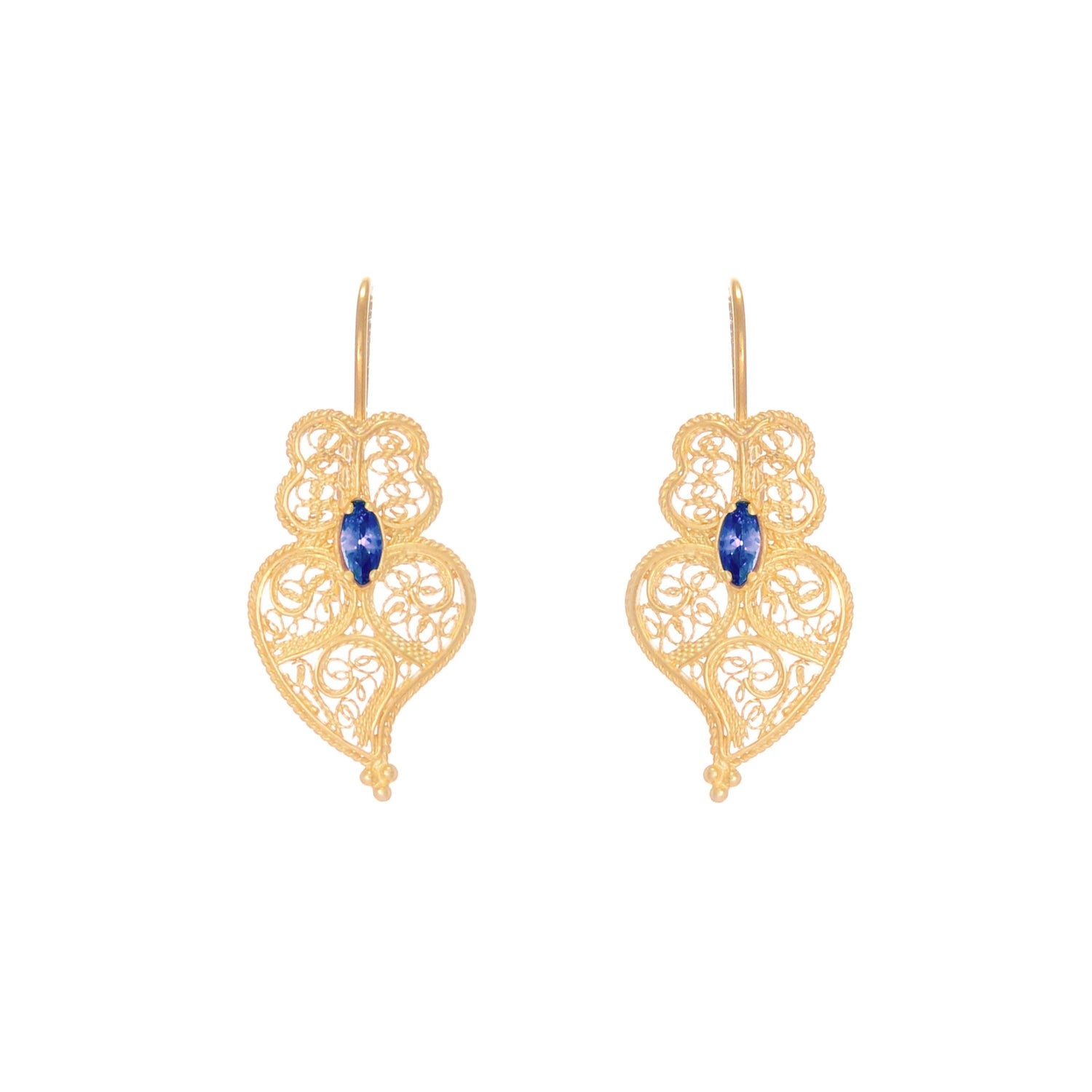 Earrings Heart of Viana Blue in Gold Plated Silver