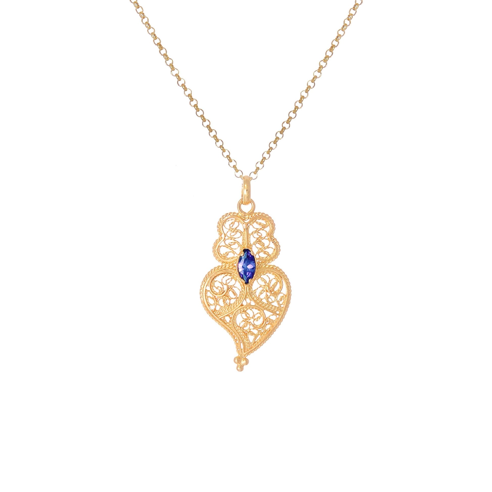 Necklace Heart of Viana Blue in Gold Plated Silver