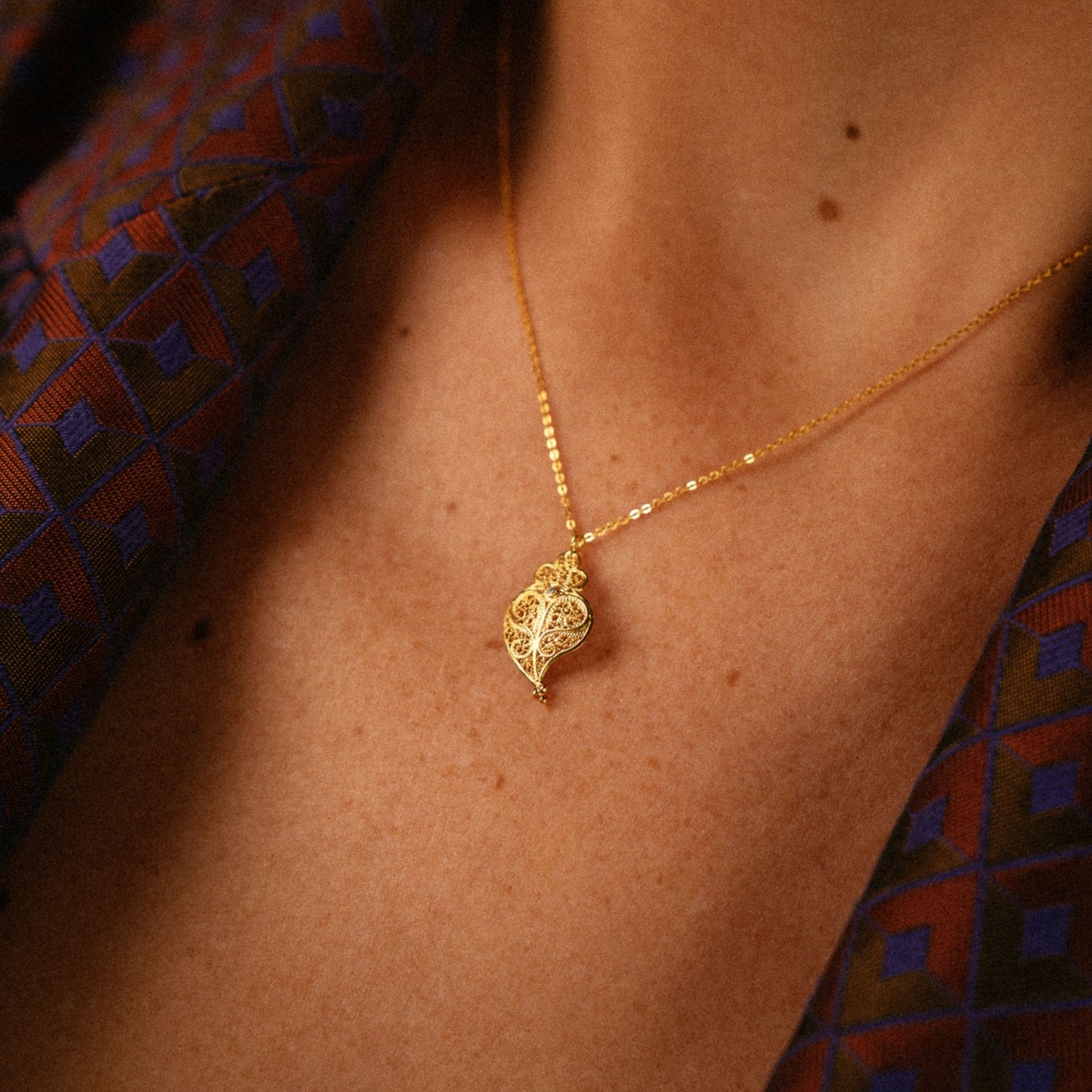 Necklace Heart Full in 19,2Kt Gold and Diamond