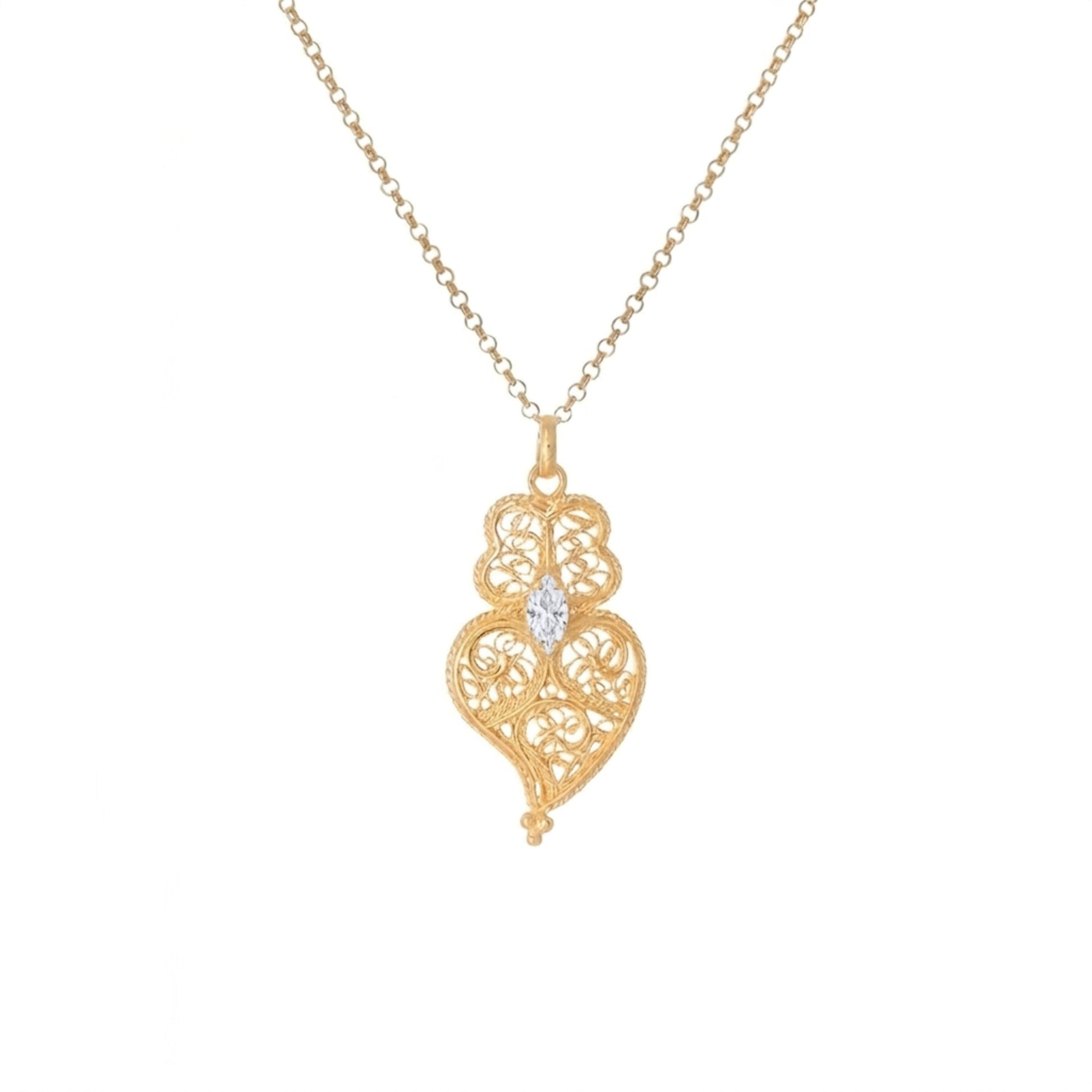 Necklace Heart of Viana Clear in Gold Plated Silver