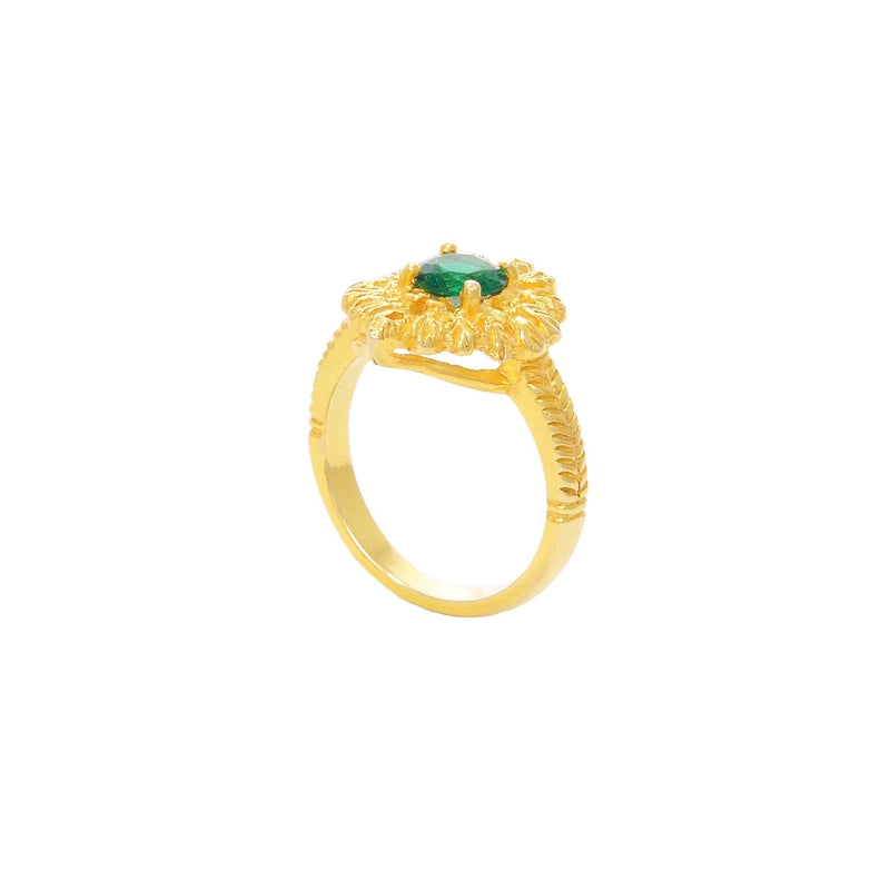 Bague Reine Verte en Argent Plaqué Or