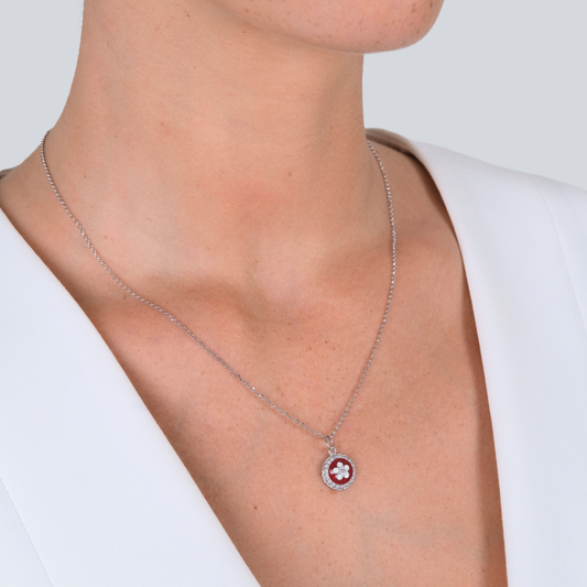 Colar Caramujo Vermelho em Prata