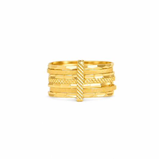 Bague Sept Joncs en Argent Plaqué Or