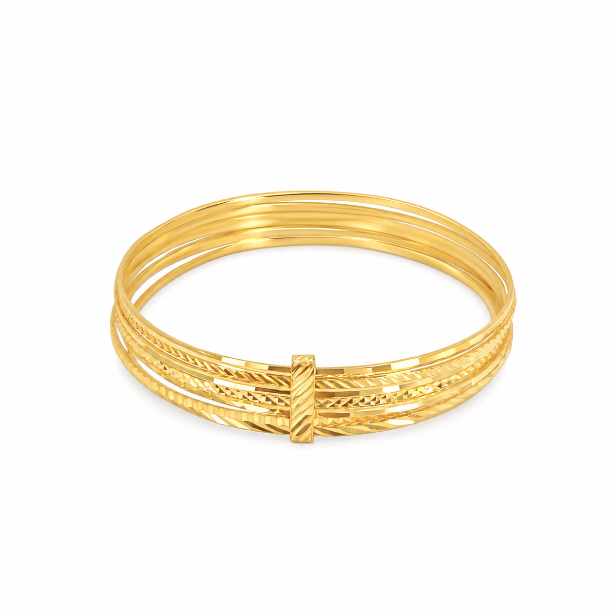 Bracelet Sept Joncs en Argent Plaqué Or