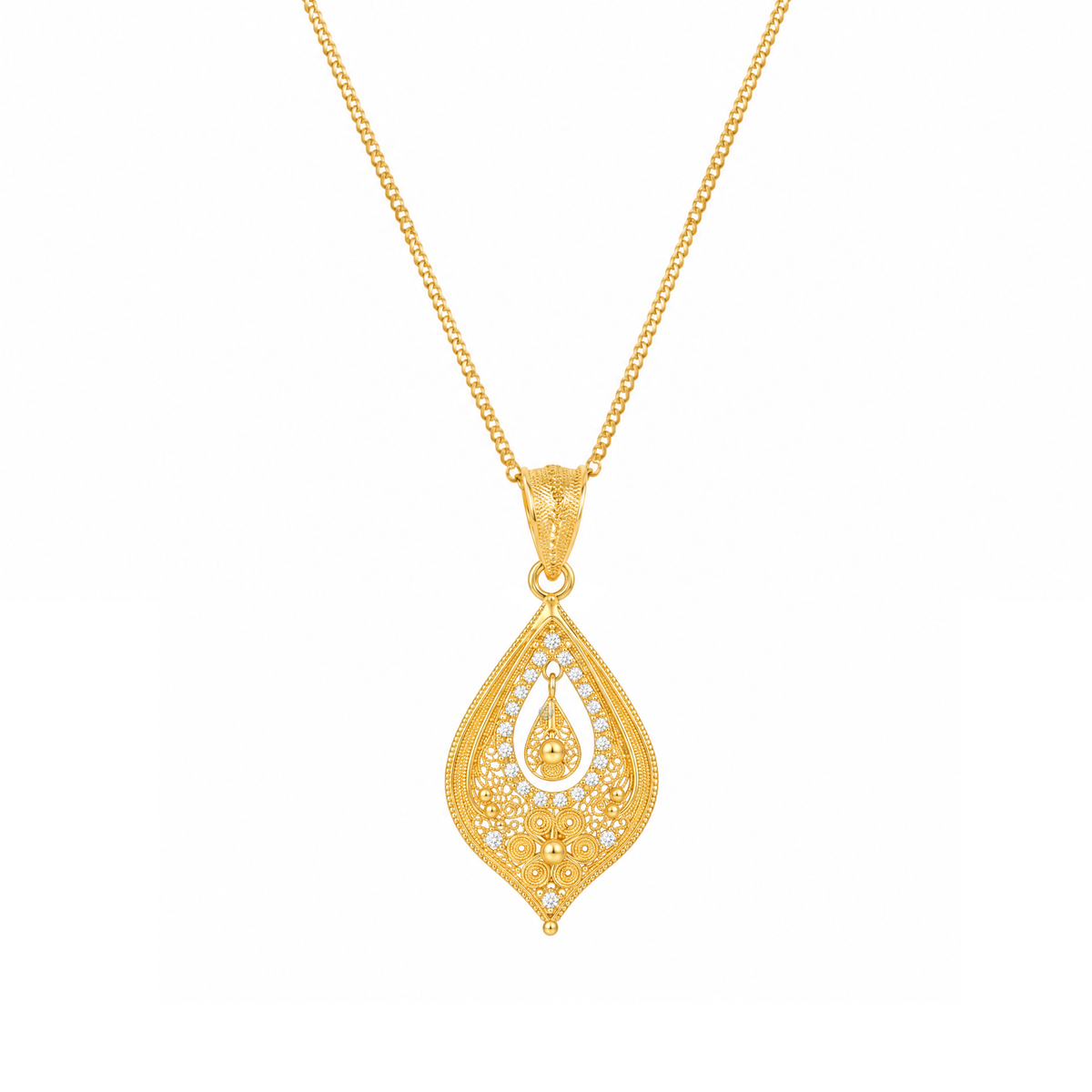 Halskette Tropfen Blume aus 19,2Kt Gold mit Diamanten