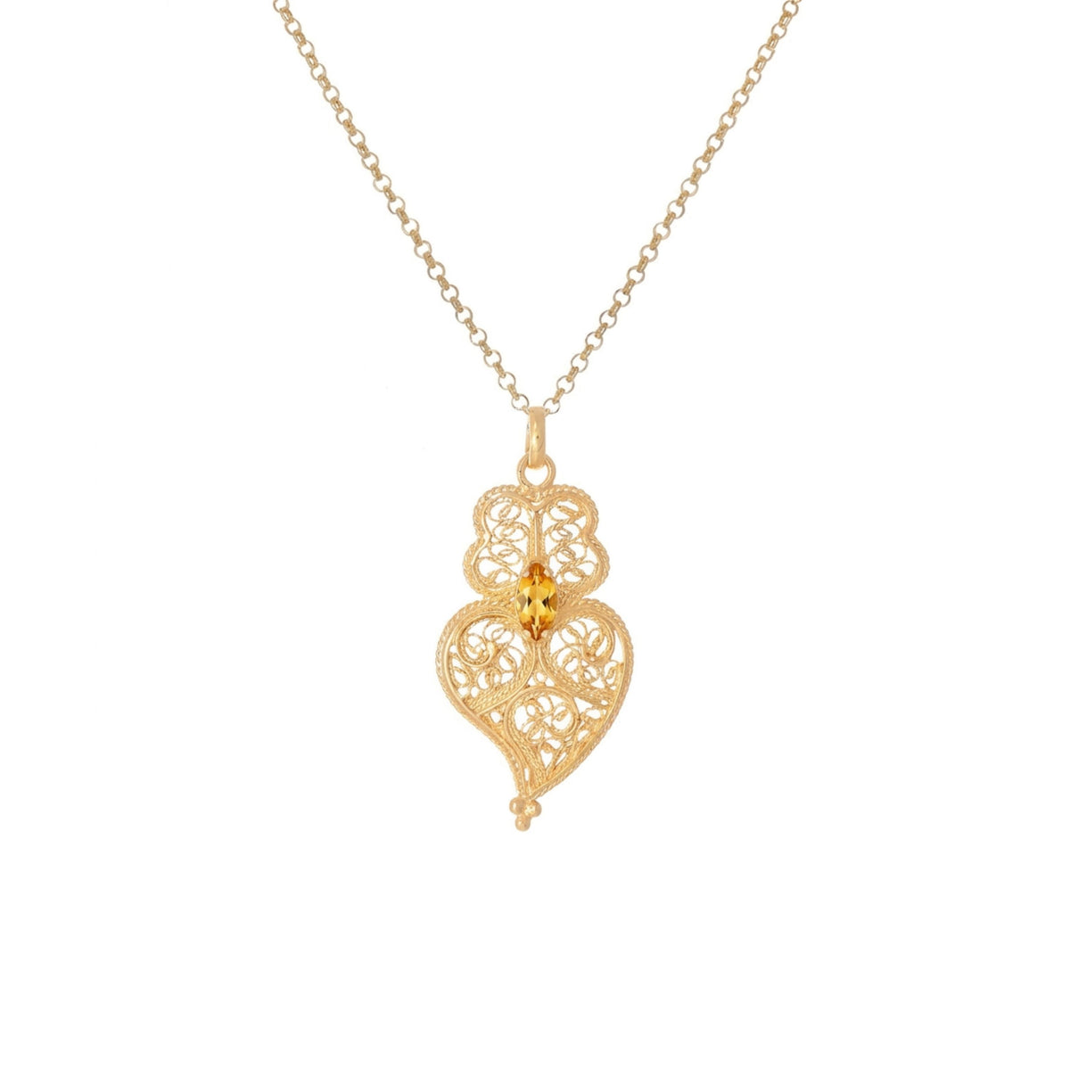 Necklace Heart of Viana Yellow in Gold Plated Silver