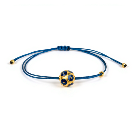 Bracelet Viana's Conta Blue in Gold Plated Silver with Cord