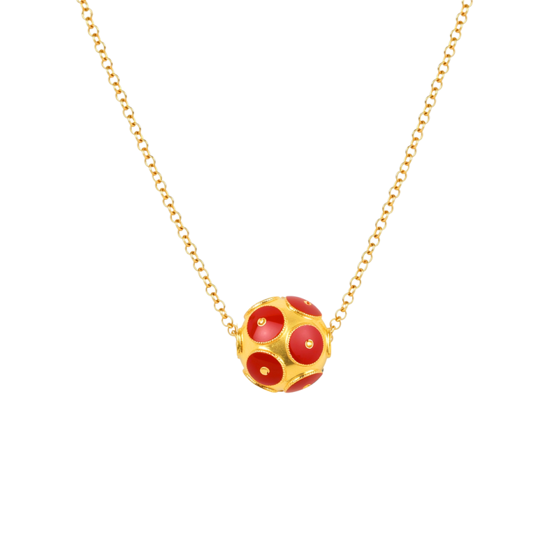 Necklace Viana’s Conta Red in Gold Plated Silver