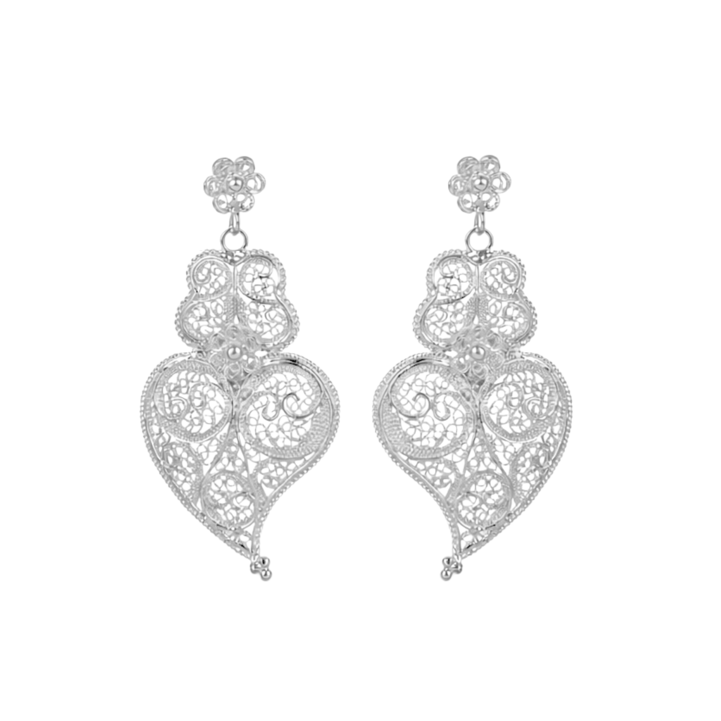 Brincos Coração de Viana Ciclo L em Prata
