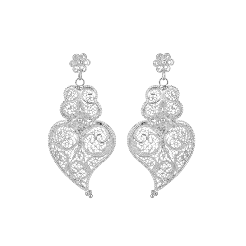 Brincos Coração de Viana Ciclo L em Prata