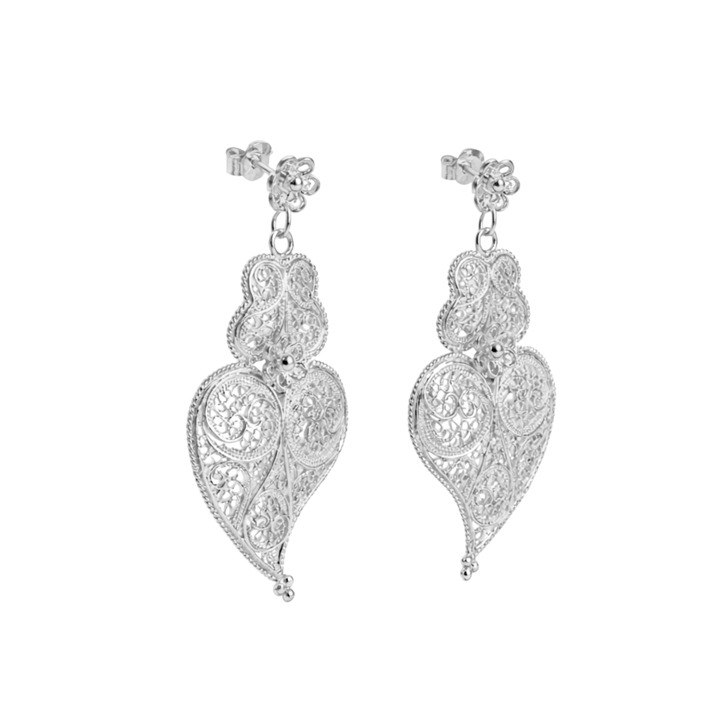 Brincos Coração de Viana Ciclo L em Prata