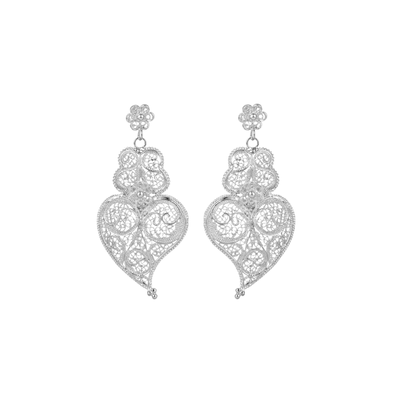 Brincos Coração de Viana Ciclo em Prata