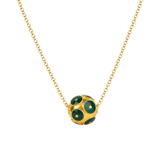 Necklace Viana’s Conta Green in Gold Plated Silver