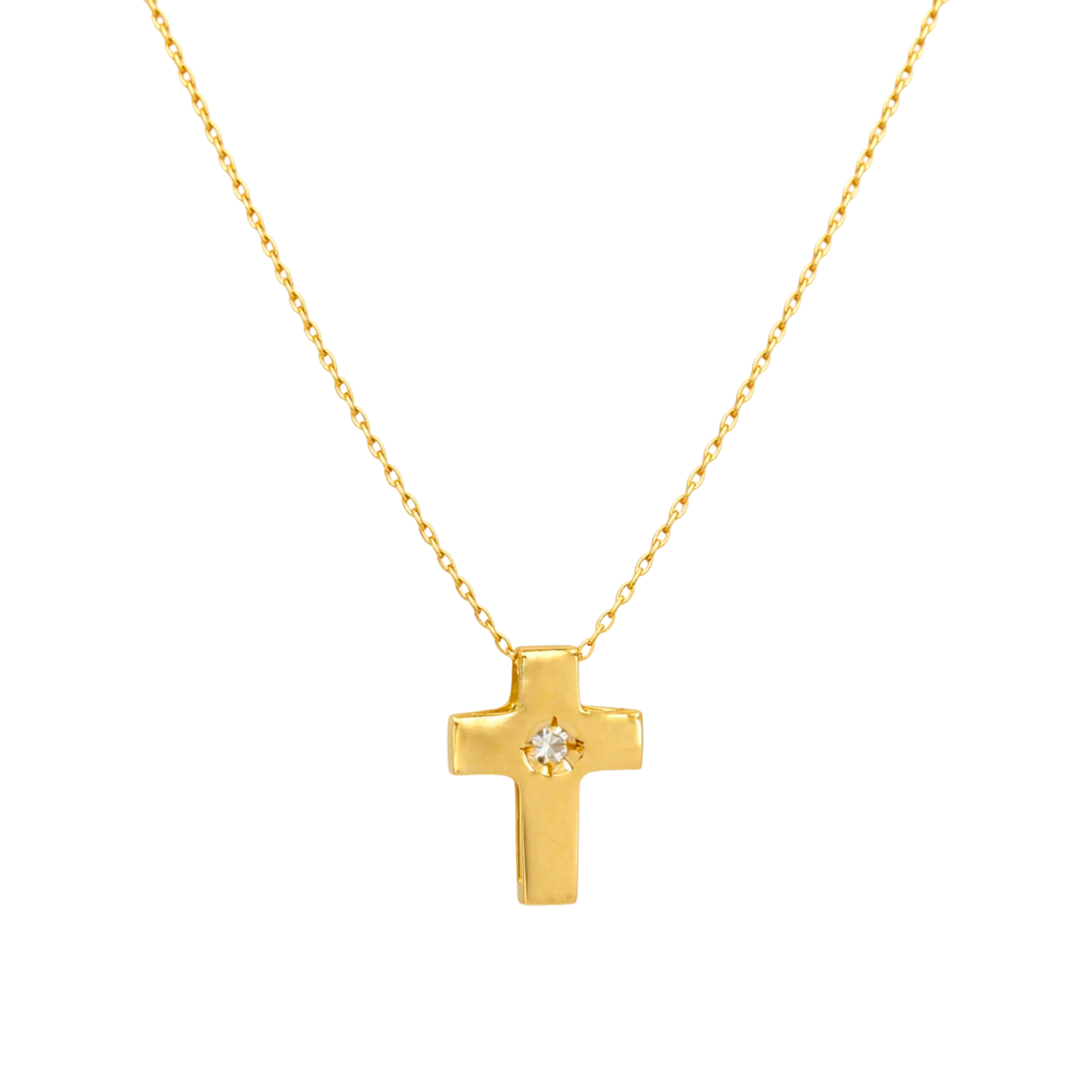 Necklace Cross with Diamond in 19,2Kt Gold