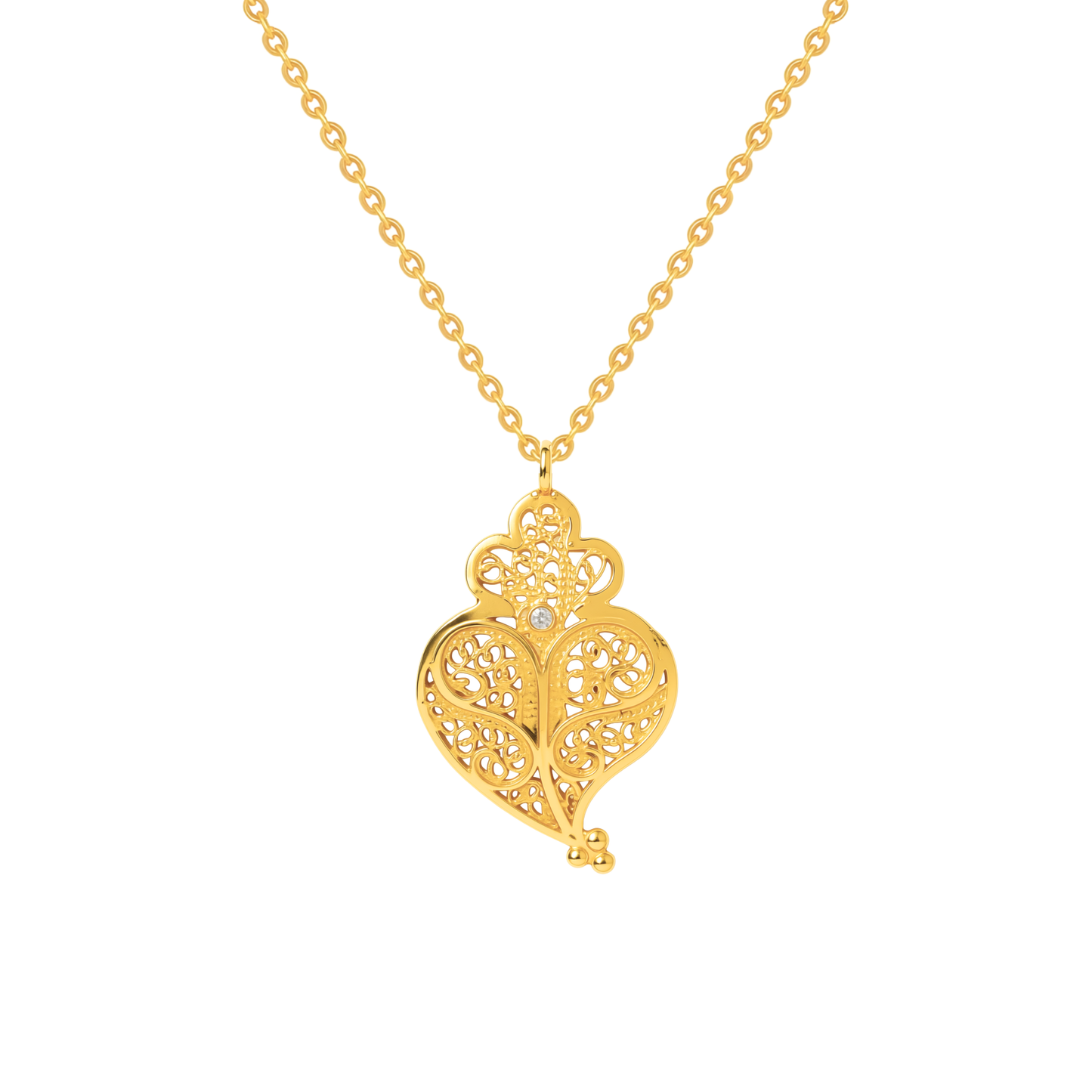 Necklace Heart Full in 19,2Kt Gold and Diamond