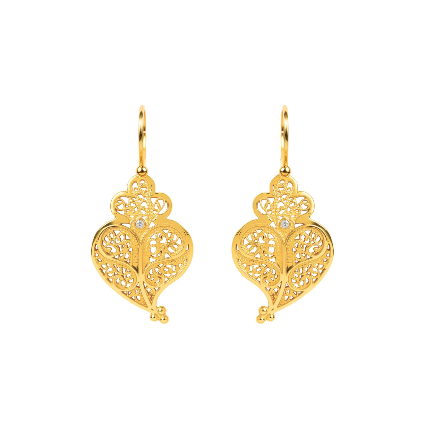 Earrings Heart Full in 19,2Kt Gold and Diamond