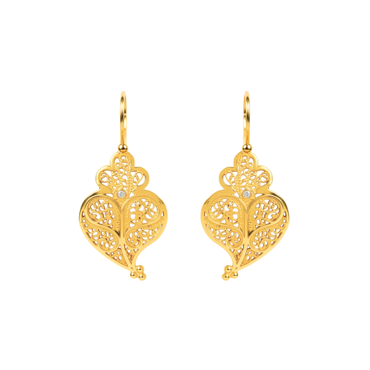 Earrings Heart Full in 19,2Kt Gold and Diamond