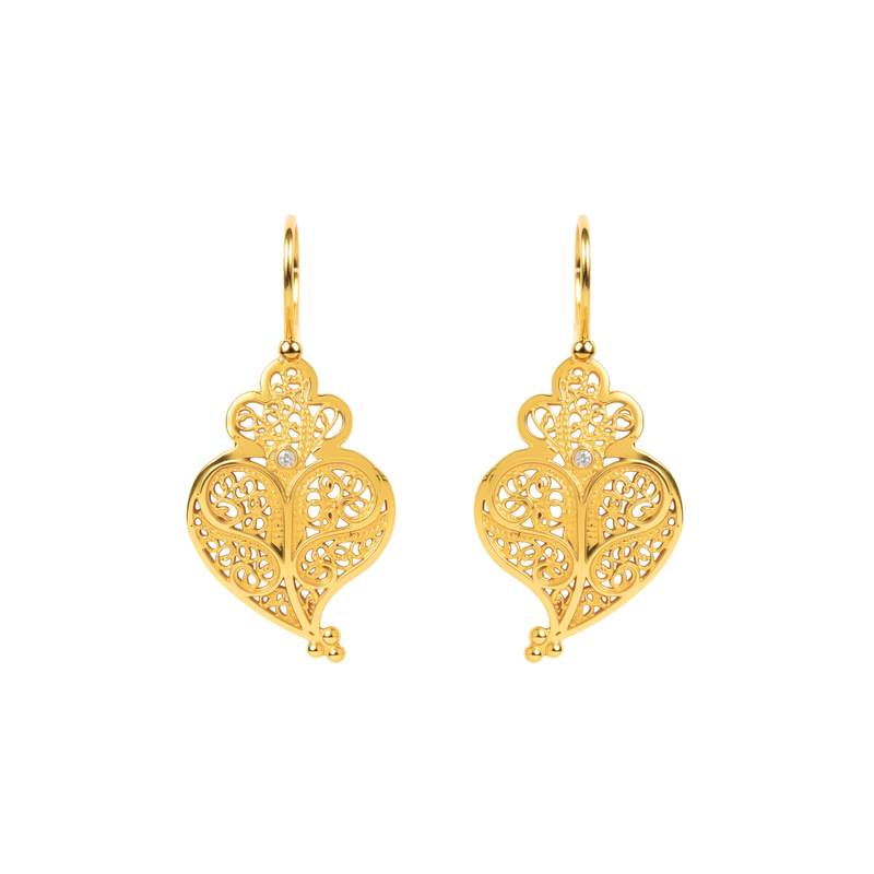 Earrings Heart Full in 19,2Kt Gold and Diamond
