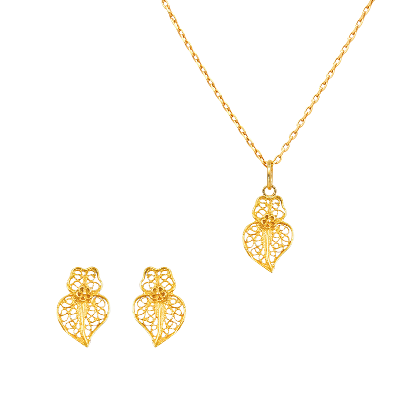 Conjunto Coração de Viana XXS em Ouro 19,2Kt