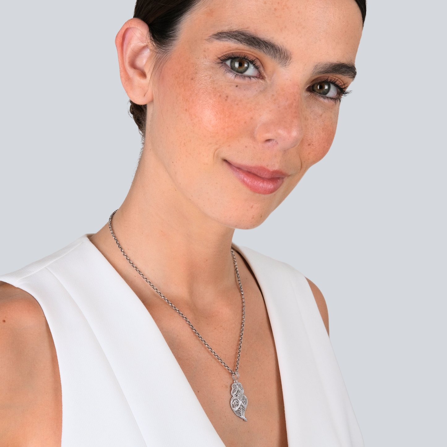 Colar Coração de Viana 3,5cm em Prata