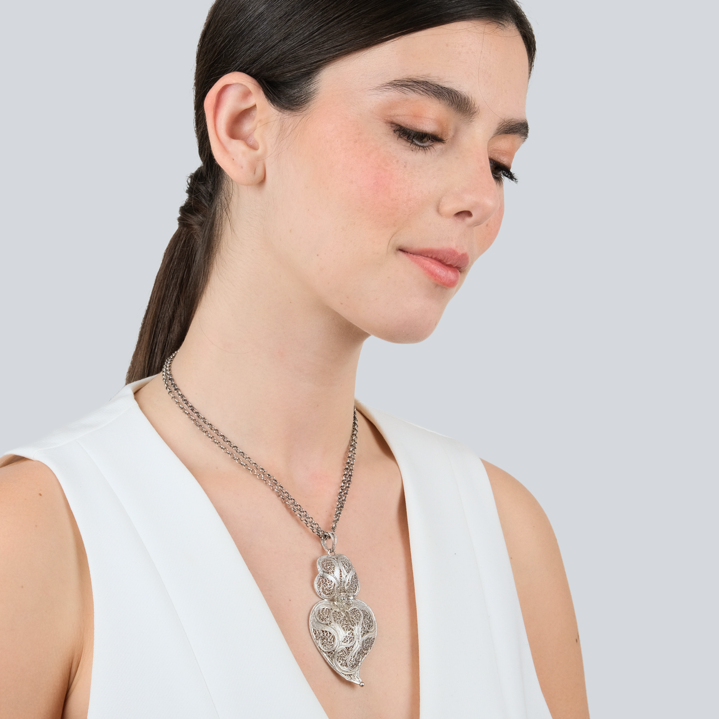 Collier Coeur de Viana 7,5cm en Argent