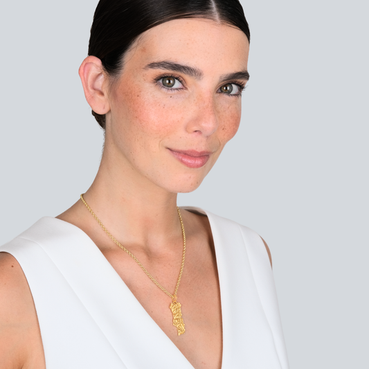 Colar Portugal M em Prata Dourada