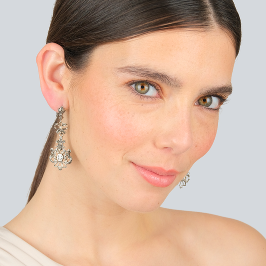 Earrings Catarina with Marcasites and Pearl in Silver