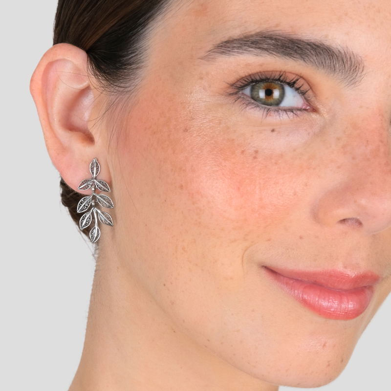 Brincos Folhas em Prata