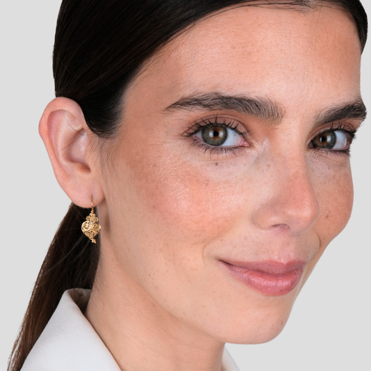 Earrings Heart Full in 19,2Kt Gold and Diamond