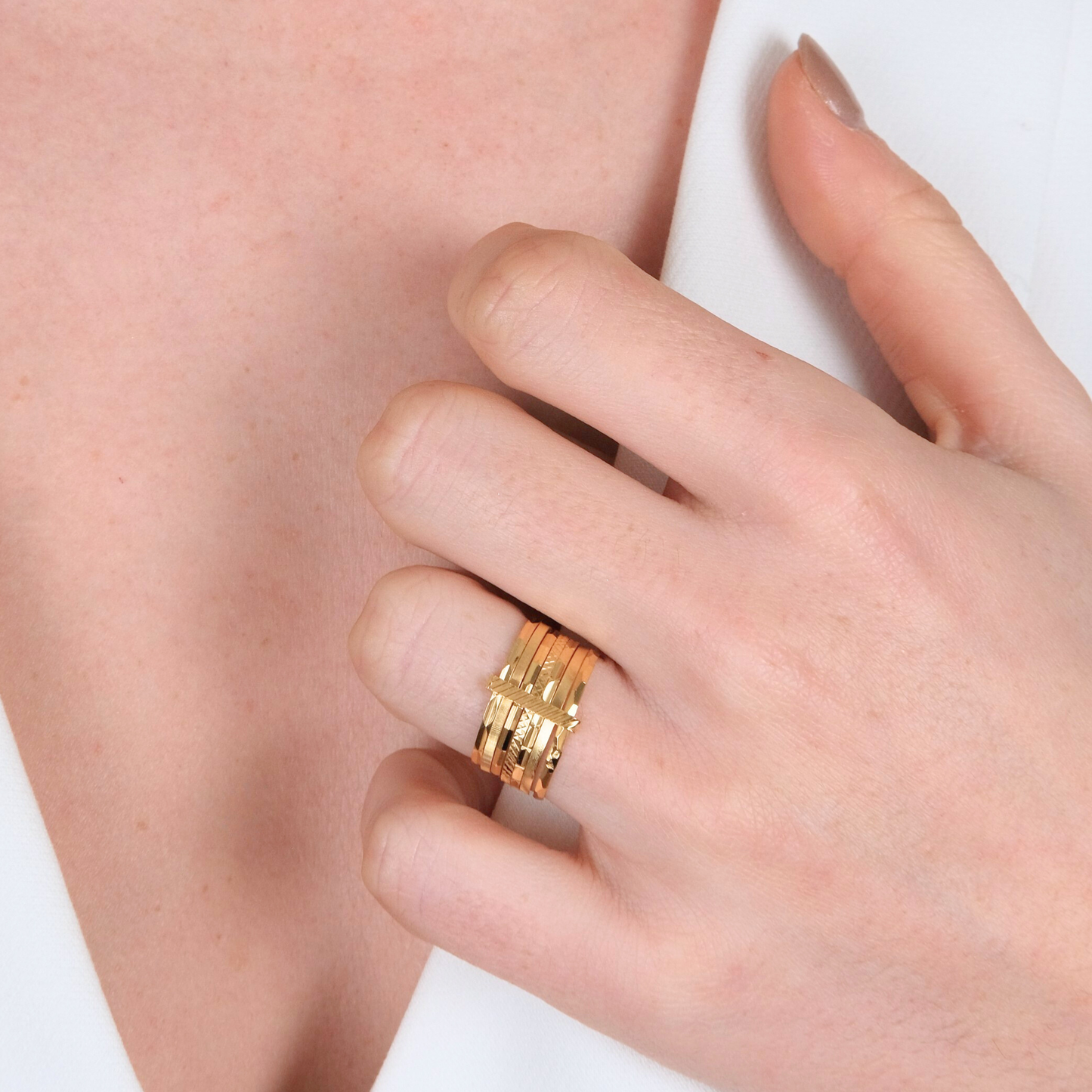 Ring Seven Bangles in Gold Plated Silver