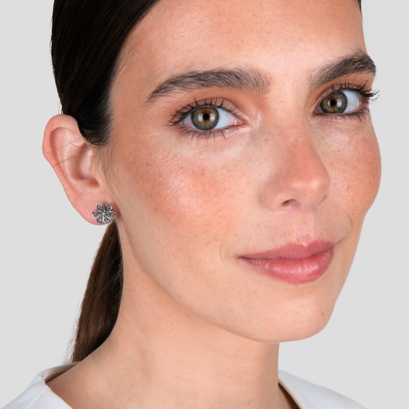 Brincos Flor em Prata