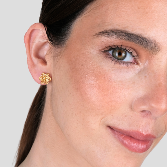 Earrings Flower in Gold Plated Silver