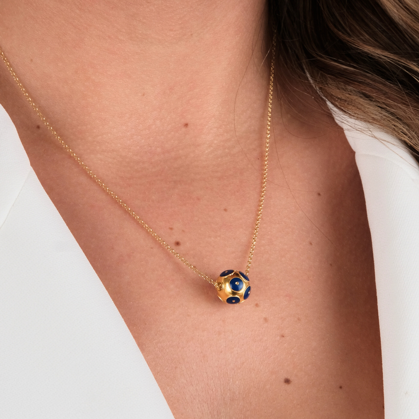 Collar Conta de Viana Azul de Plata Bañada en Oro