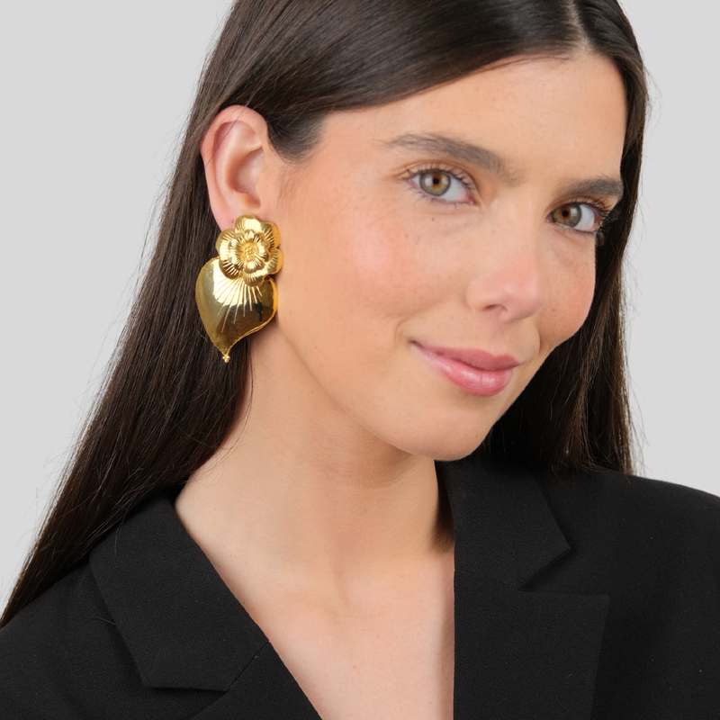 Earrings Heart of Amália in Gold Plated Silver