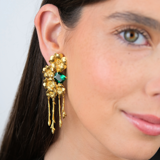 Earrings Amália Flowers in Gold Plated Silver