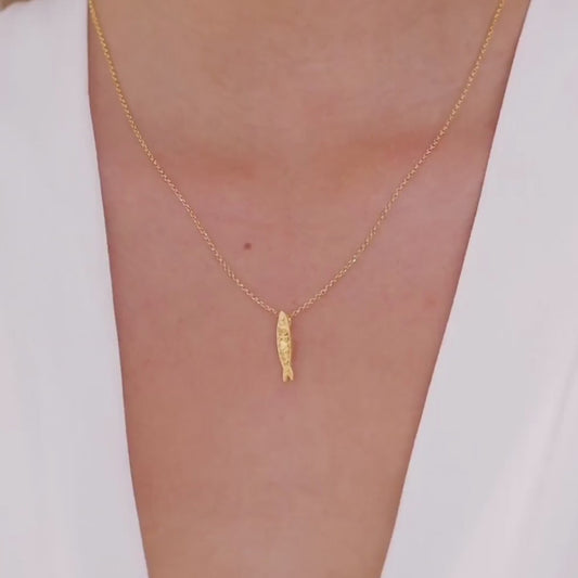 Necklace Sardine in Gold Plated Silver