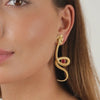 Earrings Snake Red in Gold Plated Silver