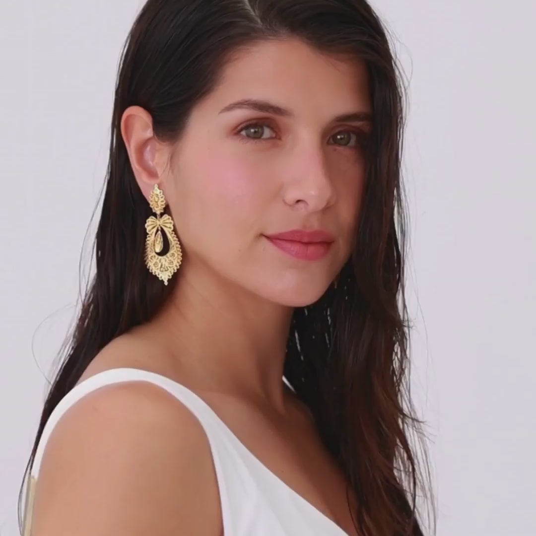 Earrings Princess Icon in Gold Plated Silver