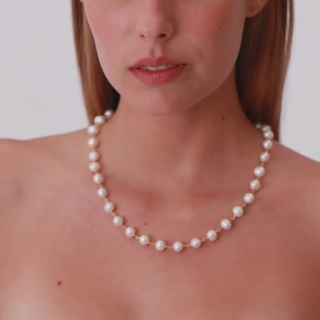Necklace Pearls in Gold Plated Silver