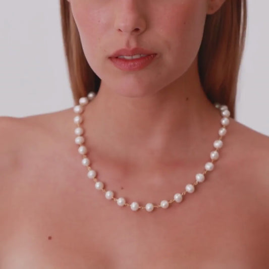 Necklace Pearls in Gold Plated Silver