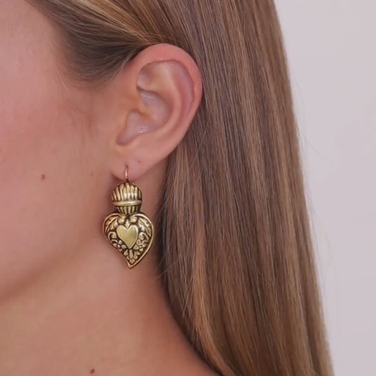 Earrings Baroque Heart of Viana in Gold Plated Silver