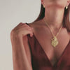 Necklace Heart Snake Green in Gold Plated Silver